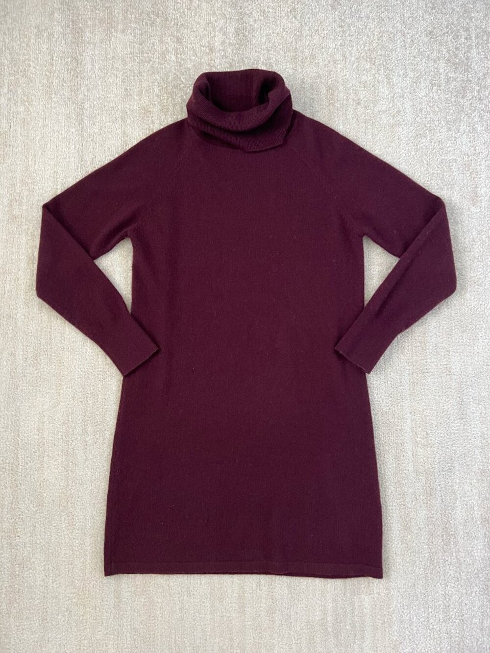 Quince Mongolian Cashmere Turtleneck Long Sleeve Sweater Dress M Burgundy
